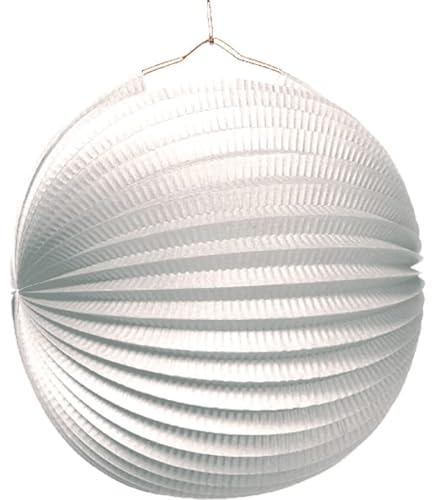 Bunte Lampions aus Papier als Deko für Geburtstag oder Party | Ø22cm, flammhemmend, mit Metallbügel | Papierlampion Laterne Lampion Partydeko, Farbe: Weiß