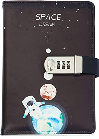 LinYesh Jungen Tagebuch mit Schloss Geschenk Raumschiff Kindertagebuch, 240 linierte Seite Notizbuch zum Schreiben ab 6 7 8 9 10 11 12 Jahre alter Junge Passwort Reisetagebuch Notizbuch