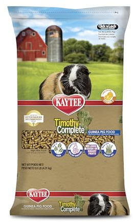 Kaytee Timothy Complete Guinea Pig Food, Made with Timothy Hay, High in Fiber, Supports Dental Health and Digestion, Long-lasting Vitamin C, 9.5 pounds