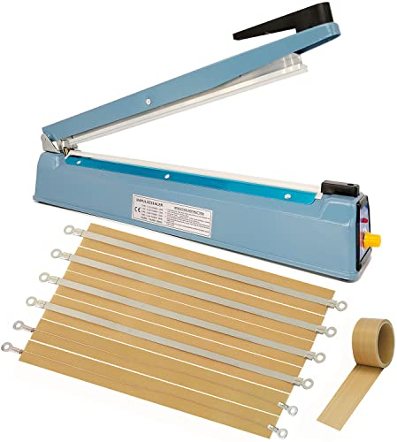 Termosaldatrice per Sacchetti 400mm Saldatrice per Plastica Sacchetti Sigillatrice Macchina Sigillante a Caldo, Guarnizione Larga 5mm e Scocca in Metallico, Impulse Heat Sealer for Plastic Bags