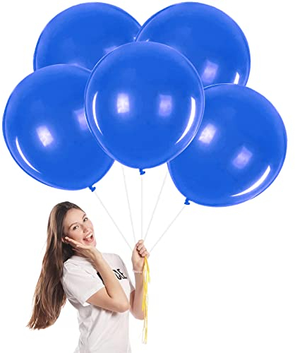 Luftballons Blau Groß 45cm/18 Zoll Ballons,5 Stück Riesen Latex Luftballons XXL Runde Helium Ballon Partyballon Deko für Geburtstag,Hochzeit,Geschlecht Offenbaren,Brautdusche,Babyparty Dekorationen