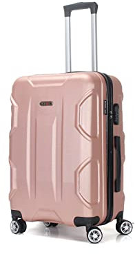 TROLLEY ADC - Valise Moyenne Soute 65x41x26 cm - Rigide, Légère 3 Kg - 65 litres - 4 Doubles Roues Silencieuses - Maniable, Pratique et Étanche - Collection Palace Superfly - Rose Gold