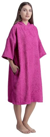ALLEN & MATE Asciugamano con cappuccio Poncho per adulti Accappatoio in spugna di cotone per spiaggia, nuoto, surf, bagno, sport acquatici, attività indoor e outdoor (S-M, Stella marina rosa)