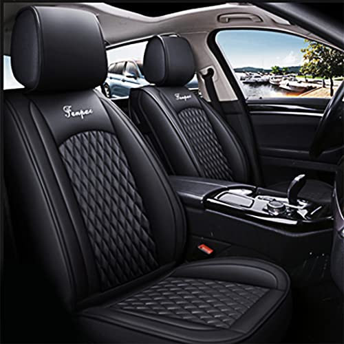 Ruberpig Autositzbezüge Leder Passend für Golf GTI Komplettes Set Kissen 5-Sitz Vorne Hinten Sitz Protektoren rutschfest Wasserdicht Langlebig Fahrzeug Sitzbezug(Black)