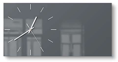 DEQORI Glasuhr | vertikal 60x30 cm | Unifarben - Dunkelgrau | große XXL Design Uhr aus Glas | leise Wanduhr für Wohnzimmer & Küche | Moderne Hingucker Uhr für die Wand