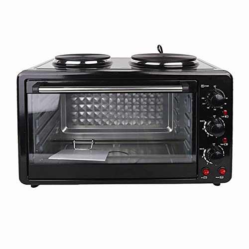 Countertop Toaster Oven, 38L Kitchen Convection Oven with Dual Hot Plates, Baking Tray and Griddle Top Rack, 60°-250℃ Temperature Controls, for Bake, Broil and Toast