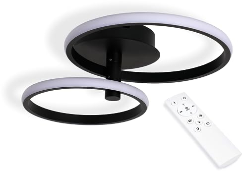 KOLORENO Toronto Deckenleuchte Wandlampe - LED Deckenlampe 40W - LED Wandleuchte - LED Lampe - Schwarz - Mehrfarbig (3000-6000K) - 50x30x12cm - Deckenlampe LED + Fernbedienung
