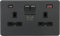 Knightsbridge 13A 2G DP Switched Socket with Dual USB A+C [45W FASTCHARGE] - Anthracite