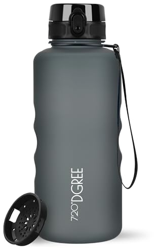 720°DGREE Trinkflasche 2l “uberBottle“ softTouch +Sieb - BPA-Frei - XXL Wasserflasche für Gym, Fitnessstudio, Workout, Fitness, Sport, Outdoor - Große Sportflasche aus Tritan - Leicht, Stoßfest