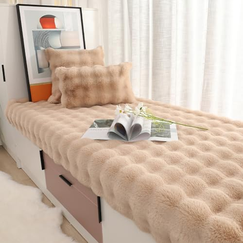 spreedling Personalisierte Plüsch rutschfeste Pads, Erker Fensterbank Bank Kissen Bezüge Fensterbank Sitzbezug für Wohnzimmer (Khaki, Benutzerdefiniert)