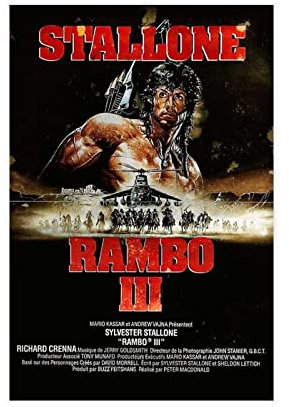 Retro-Filmposter Vintage Classic Action War Rambo III Leinwand Poster Schlafzimmer Dekor Sport Landschaft Büro Zimmer Dekor Geschenk Unrahmen-Stil 40 x 60 cm