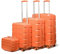 KONO Kofferset 4 Teilig Gepäck-Sets Hartschalenkoffer Reisekoffer Set Zwillingsrollen ABS Koffer Trolleys mit TSA Schloss 4 Rollen Kofferset mit Beautycase-M-L-XL-Set (4tlg. Kofferset, Orange)