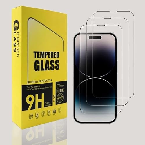 FOLAZ [3-Pack] Anti Shatter Glass Protection Film for Apple iPhone 14/13/Pro - Maximum Protection & Comfort Tempered Glass Screen Protector,