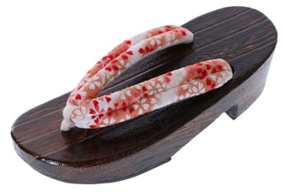 Kawaii-Story K-G-62-9 Weiß rot Blumen Natur Holz Original Japan Geta Sandale Tabi Kimono Geisha Zehentrenner (K-G-62-9, EU Schuhgrößensystem, Erwachsene, Damen, Numerisch, M, 38)