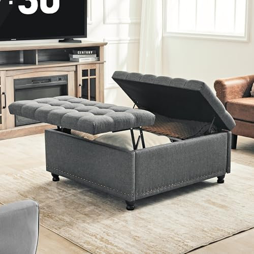 Redlife Sitzbank Mit Stauraum, Bauch als Couchtische, Schemel und Schreibpult,Polsterbank Sitzhocker Sitztruhe 91 x 91 x 53 cm, Für Wohnzimmer, Schlafzimmer und Flure