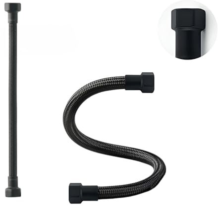 LAXARA DVGW Premium farbiger Flexschlauch schwarz und weiß 3/8 Zoll bis 1/2 Zoll ÜM beidseitig in auswählbaren Stilen (1/2 Zoll Schwarz | Schwarz Matt, 30 cm)