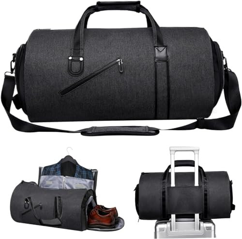Garment Bags for Travel - Convertible Duffle Garment Bag, Waterproof Carry on Weekender Bag with Shoe Compartmen Suit Bag 2 in 1 Hanging Suitcase for Business Trip Travel Supplie
