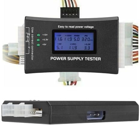 Haosie PC Power Supply Tester, Power Detector, 20/24Pin with LCD Display, Compatible with ATX BTX ITX TFX Computer Power Supplies