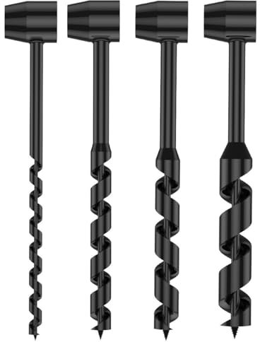 4-teiliges Bushcraft-Überlebenswerkzeug, Scotch Eye-Handbohrer for Holz, Survival-Handbohrer aus Karbonstahl, manueller Erdbohrer, 10/16/19/25 mm, Hand-Schlangenschlüssel