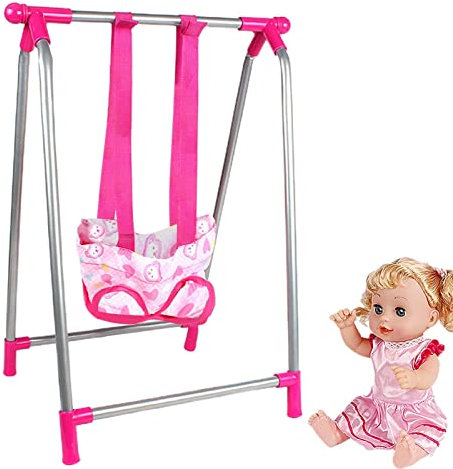 Xasbseulk Baby Doll Stroller Set - Stroller Toy Playset For Girls, Baby Doll Nursery Role Set, Doll Bug-gy Pushchair For Kids - Stroller, Swing, Rocking Chair, High Chair, Bed, Role Toys