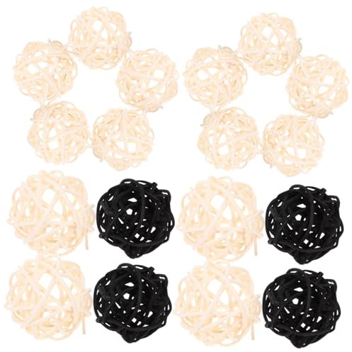 HAWILLOSCH 20stücke Teiliges Handgefertigter Rattan Diffuser Kugeln Weiß-schwarz Gemischt Aromatherapiegeeignet Ohne Offene Flamme Dekorative Weidenkugeln Für Vasen Schreibtisch Und Raumdufts