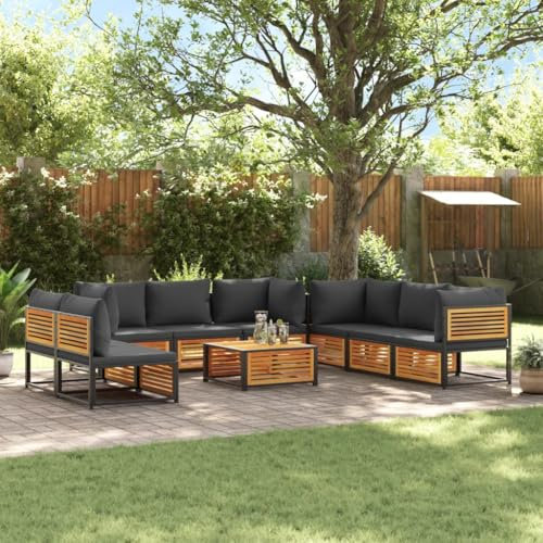 qohoio 9-TLG. Garten-Sofagarnitur mit Kissen Gartengarnitur Lounge GartenmöBel GartenmöBel Set Lounge MöBel Outdoor Massivholz Akazie - 3214892