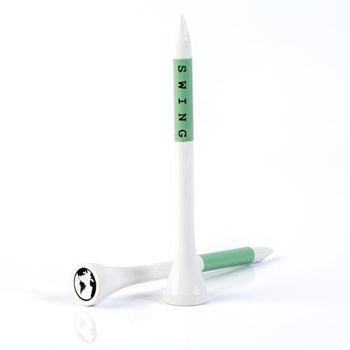 Green Swing 70mm White & Green Bamboo Golf Tees 30pcs 50pcs or 100pcs | Get The Perfect Height Everytime | Fully Recyclable Slide Box Packaging (100pcs)