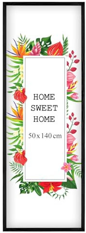 MG Design Schwarz Bilderrahmen 50 x 140 cm – Aus echtem Holz mit Acrylglas, zum Aufhängen & Aufstellen, für Fotos, Poster & Puzzle