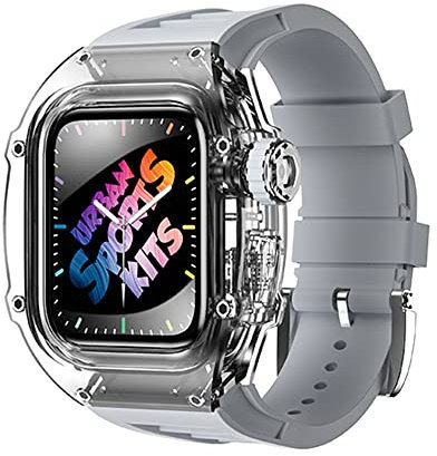 PURYN Kit mod per orologio trasparente, per Apple Watch Band 9 8 7 6 5 4 SE 45 mm 44 mm cinturino sportivo in gomma cinturino in silicone set, 44mm, Agata