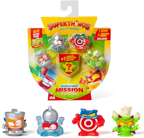 Superthings Kazoom Power Mission – 5er-Pack – enthält 5 SuperThings (inklusive 1 Überraschungsfigur und 1 Silber-Superführer), 6 Stück