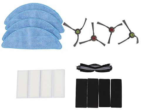 Qukaim Staubsauger Ersatzset Kehrmaschine Hauptseitenbürste Ersatzset, inklusive Filter und Wischtücher, Saugroboter Zubehör Kit für Yeedi K600 K700 K680