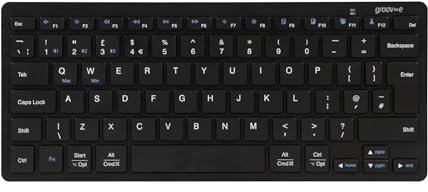 groov e Mult-Device Wireless Keyboard - Compact Qwerty Keyboard, Cordless Computer Accessories for Laptops and PCs, Ergonomic Design, Bluetooth 5.0 Connection - Black
