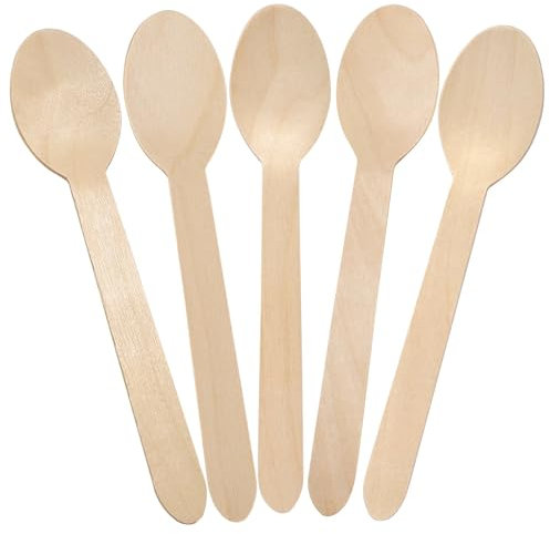 CaterCo Wooden Spoons Cutlery 1000 Spoons - Eco-Friendly Biodegradable Birchwood Spoons - Compostable Spoon for Parties, Picnics, Camping, and Events (1000 Spoons)