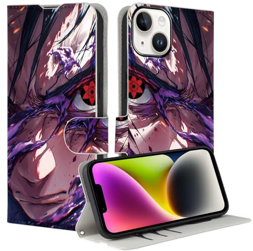 Handyhülle für iPhone 12/iPhone 12 pro Hülle 6.1'', Anime Naruto Sasuke Muster Wallet Leder Kartenfach Magnet staubdicht Handytasche Klapphülle Case Cover Mit Ständer PU Leder Schutzhülle für Jungs