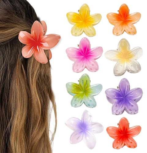 MOLIMOLI 8 Barrettes à Fleurs, Mini Barrettes à Fleurs de 4 cm, Barrettes en Acrylique Mignonnes, Barrettes antidérapantes pour Femmes et Filles, Accessoires de Coiffure