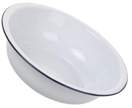 ZUNOXAZ Vintage Enamel Basin Enamelware Mixing Bowl for Kitchen Retro Wash Basin for Vegetables Fruit and Serving Metal Basin for Salad and Soup