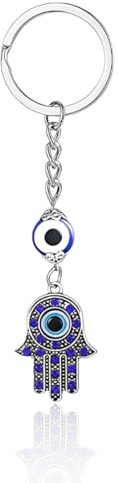 YUZNA 1 Stück Türkisches Glas Amulett Anhänger Ring Schlüsselanhänger Glücksschlüssel für Mädchen Frauen Schlüsseltasche Dekor (Blaues Auge)