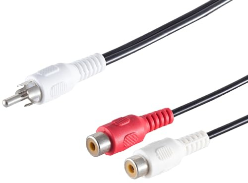 1aTTack.de 1x 0,2m Cavo Y Cinch 1 maschio a 2 femmine | sdoppiatore audio Cinch Y 1 a 2, contatti nichelati, connettori stampati, per HiFi, TV