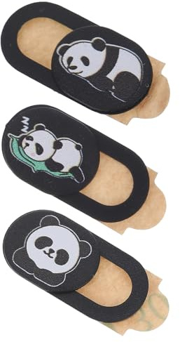 LIGIGWASH 3 Pack Webcam Privacy Covers with Panda Design for Laptop, Tablet, and Phone Lens Protection, Slim Sticker Privacy Slider for Online Security and Video Calls