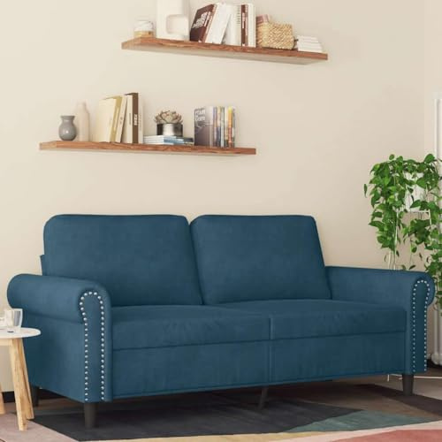 mtlskopl 2-Sitzer Samt-Sofa Blau 172 x 77 x 80 cm Modernes Küchensofa mit Metallgestell Bequemes Zweisitzer Couch für Wohnzimmer Schlafzimmer Flur