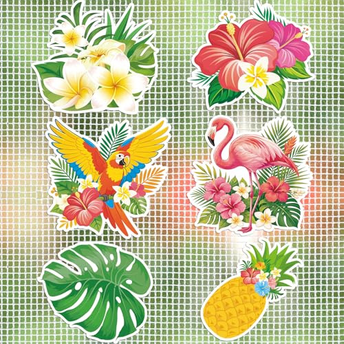 JSRQT Fliegengitter Magnet Dekorative 6 Stile Doppelseitige Magnete für Fliegengitter für Kühlschrank Hawaii Deko Magnet Fenster Aufkleber Bunt Flamingo Dekoration Screen Magnets Decals