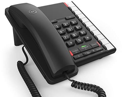 BT Converse 2200 Corded Landline House Phone, Home Phone, 11 Speed Dial Buttons, Handsfree Speakerphone, Black