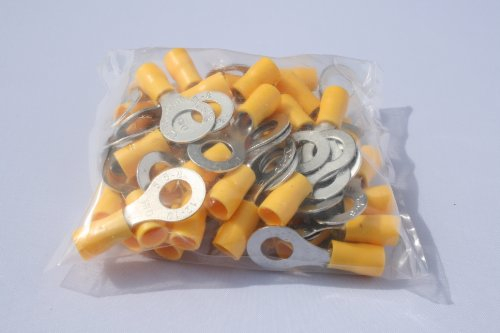 profitec 50 Stück Kabelschuh Ring M 8 gelb für Kabel 4,0 mm²- 6,0mm²