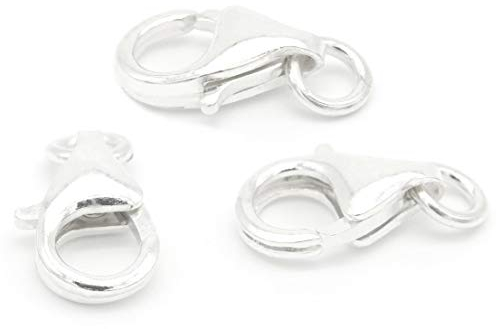 NaturSchatulle Karabinerverschluss 100% Sterling Silber 925 I 10 Stück Schmuckverschluss 10mm Karabinerhaken Kettenverschluss Basteln Schmuckherstellung