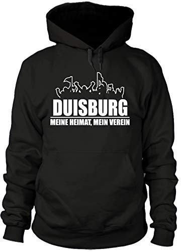 shirtloge - Duisburg - Fanblock - Meine Heimat, Mein Verein - Fussball Fan Kapuzenpullover - Schwarz - Größe M