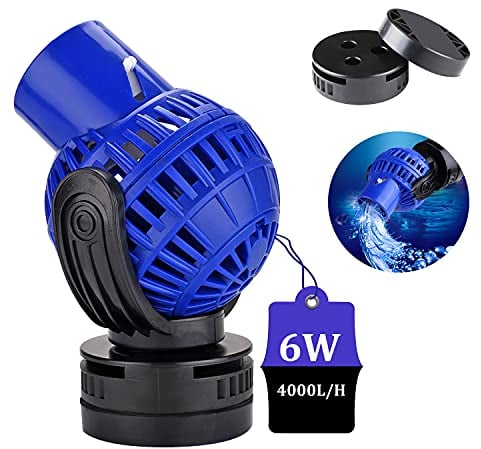 EXLECO Pompa di Movimento Acquario JVP-130 Pompa di Flusso 4000L/H 6W Pompa di Circolazione Wave Maker Pompa ad Onda Nessun Rumore, Rotazione a 360° per Acquari d'Acqua Dolce e Salata di 60~80 cm