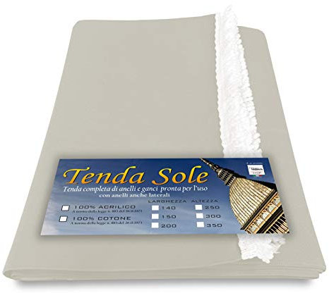 Tex family TENDA SOLE DA ESTERNO GIARDINO BALCONE UNITO PANNA confezionata LARGA 2 METRI - Cm. 200 x 300