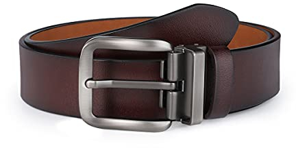 VRLEGEND Gürtel Herren Ledergürtel 110-180cm Leder Jeansguertel Herrengürtel Entfernbar Schnalle Einstellbar (130cm, Braun)