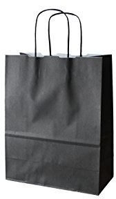 PGV Papiertragetaschen farbig mit Kordel SCHWARZ Nero - Verschiedene Größen und Mengen (36 + 13 x 41 cm, 50 Stück)