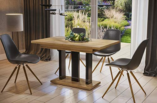 Endo-Moebel Esstisch Appia 130cm - 210cm erweiterbar ausziehbar Säulentisch Küchentisch | Tischbeine Matt (Riviera Eiche)